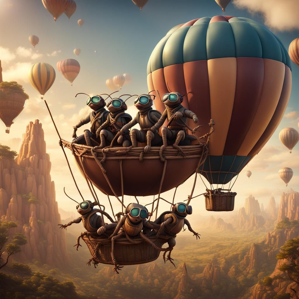 Ants' Hot Air Balloon Expedition in Detailed Matte Painting