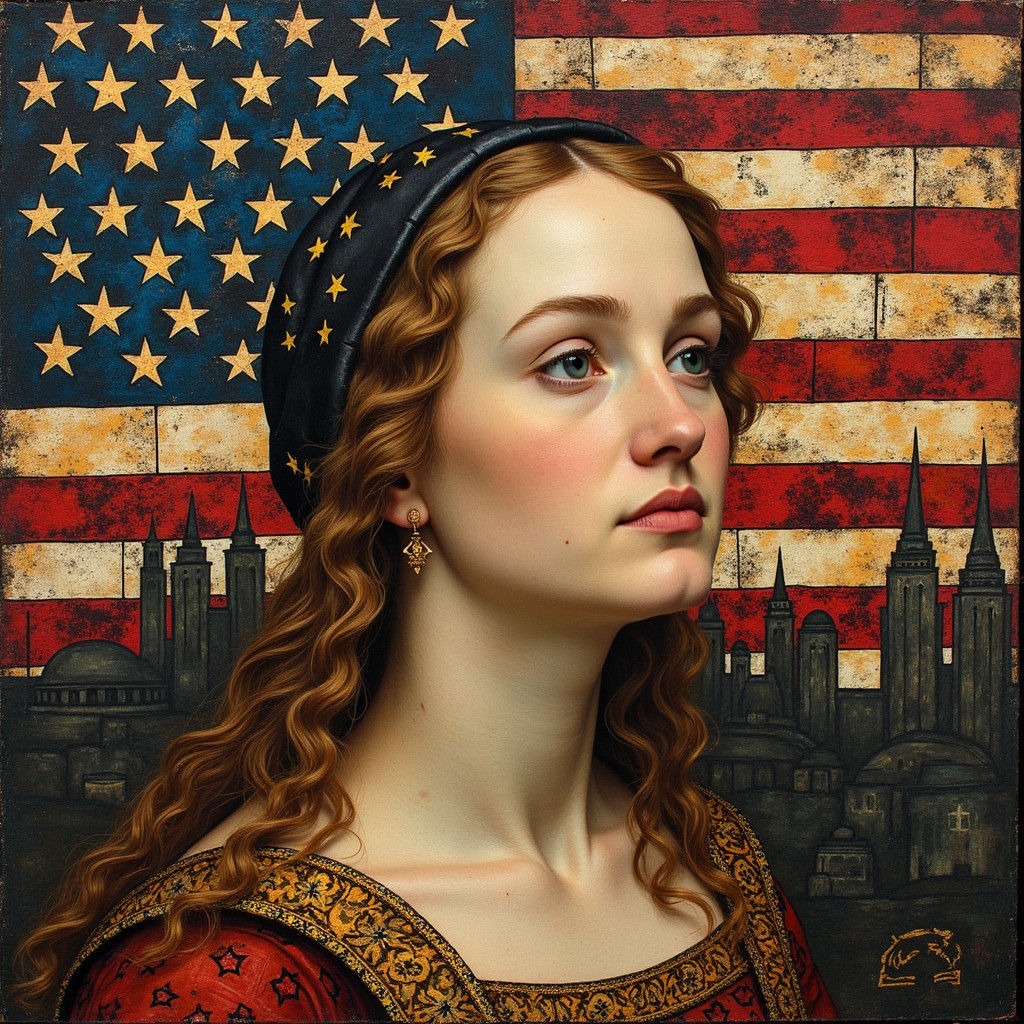 Stars and Stripes Renaissance Intarsia Art