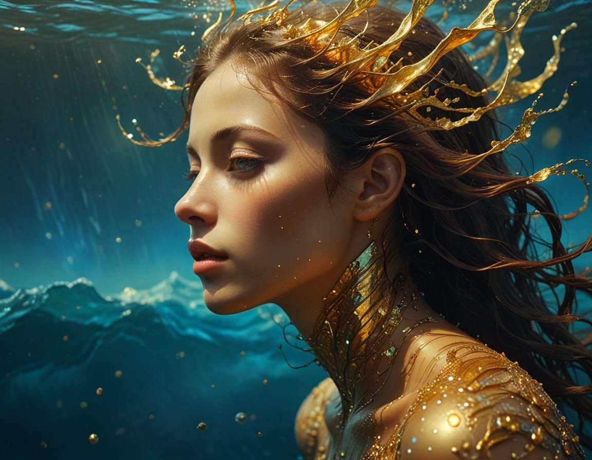 Divine Silhouette in Turbulent Ocean: Surreal Fantasy Art