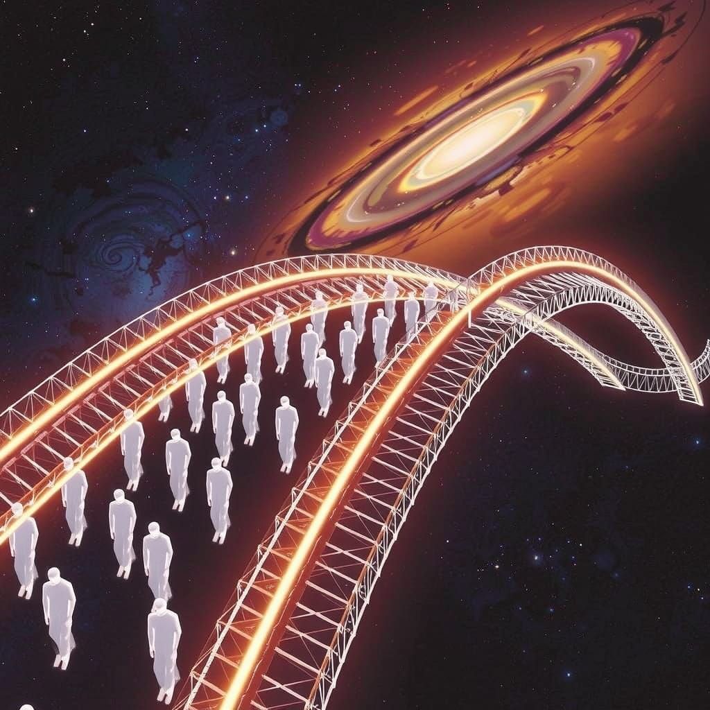 Lost souls make their final journey across the cosmic bridge to heaven