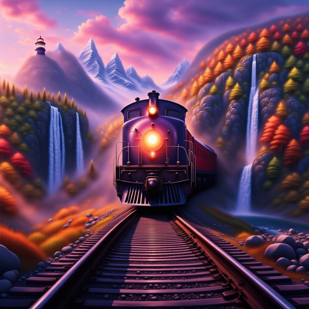 Cyberpunk Steampunk Character Working on a Train