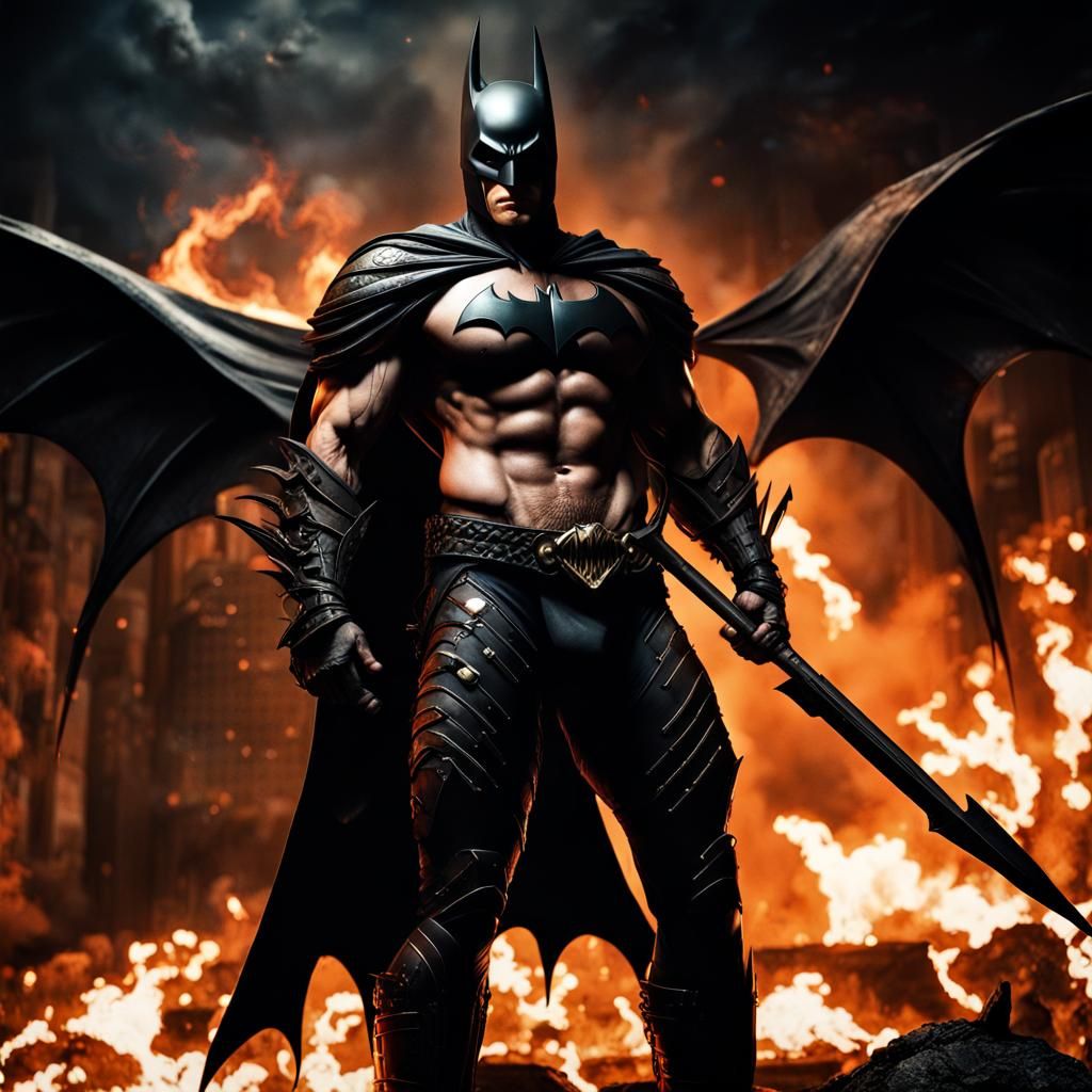 Batman as Ares: Hyperrealistic God of War Portrait