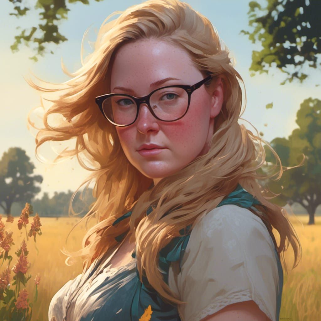 Blonde Woman Portrait in Savannah, Digital Art