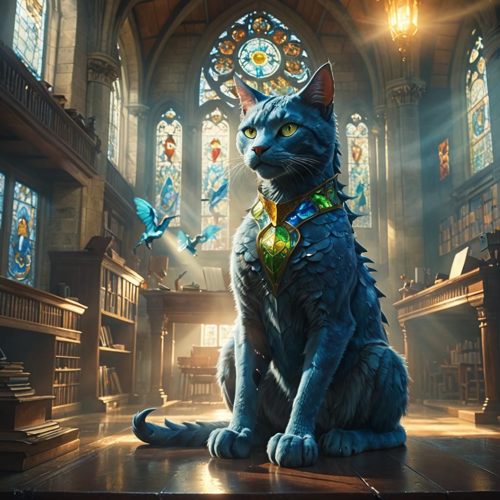 Blue Cat Dragon Attends School of Magic