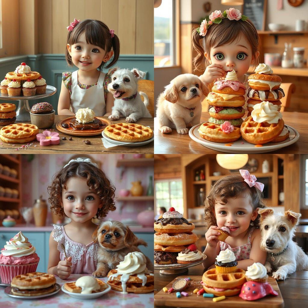 Girl Delights in Sweet Treats with Faithful Canine Companion