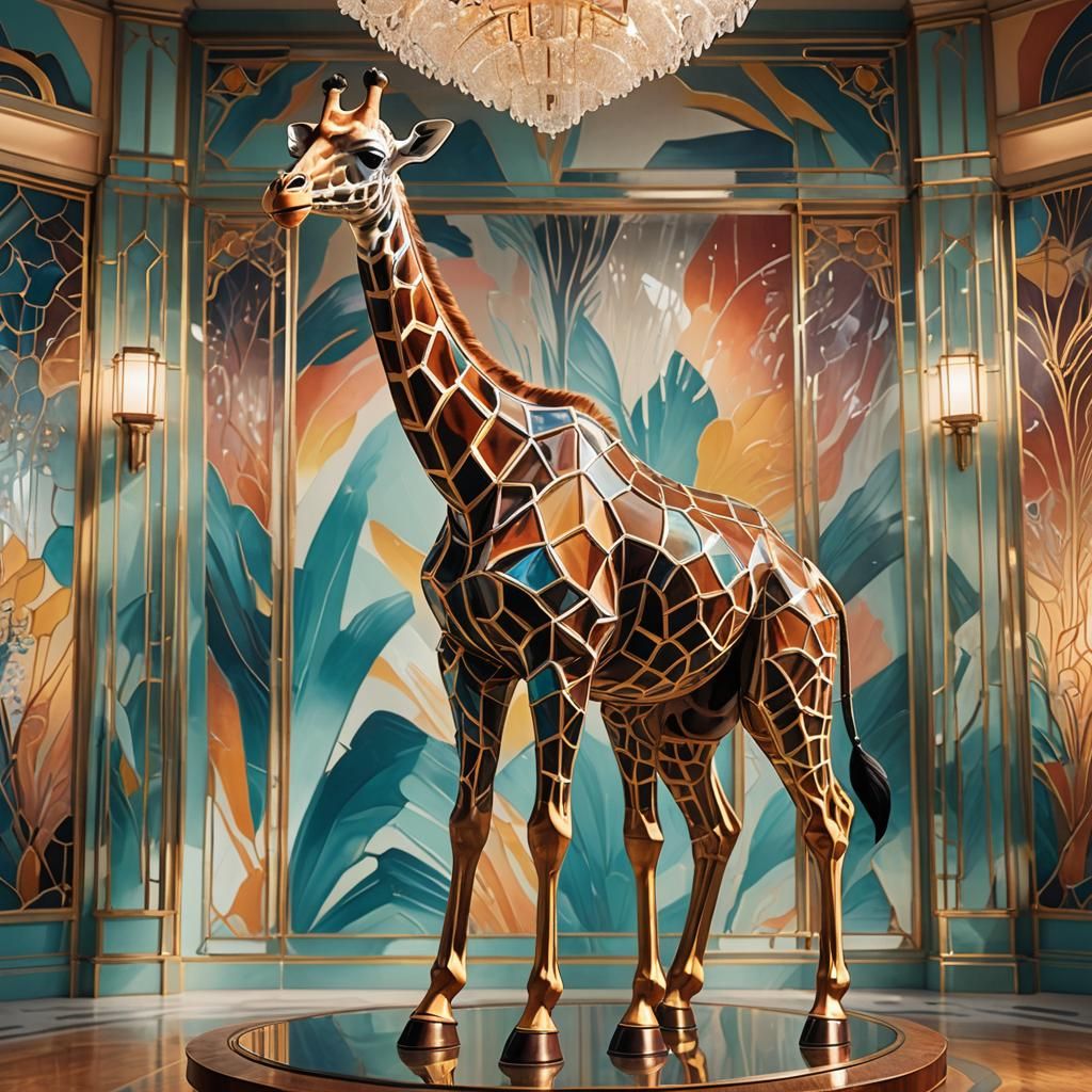 Art Deco Room with Glass Giraffe Display