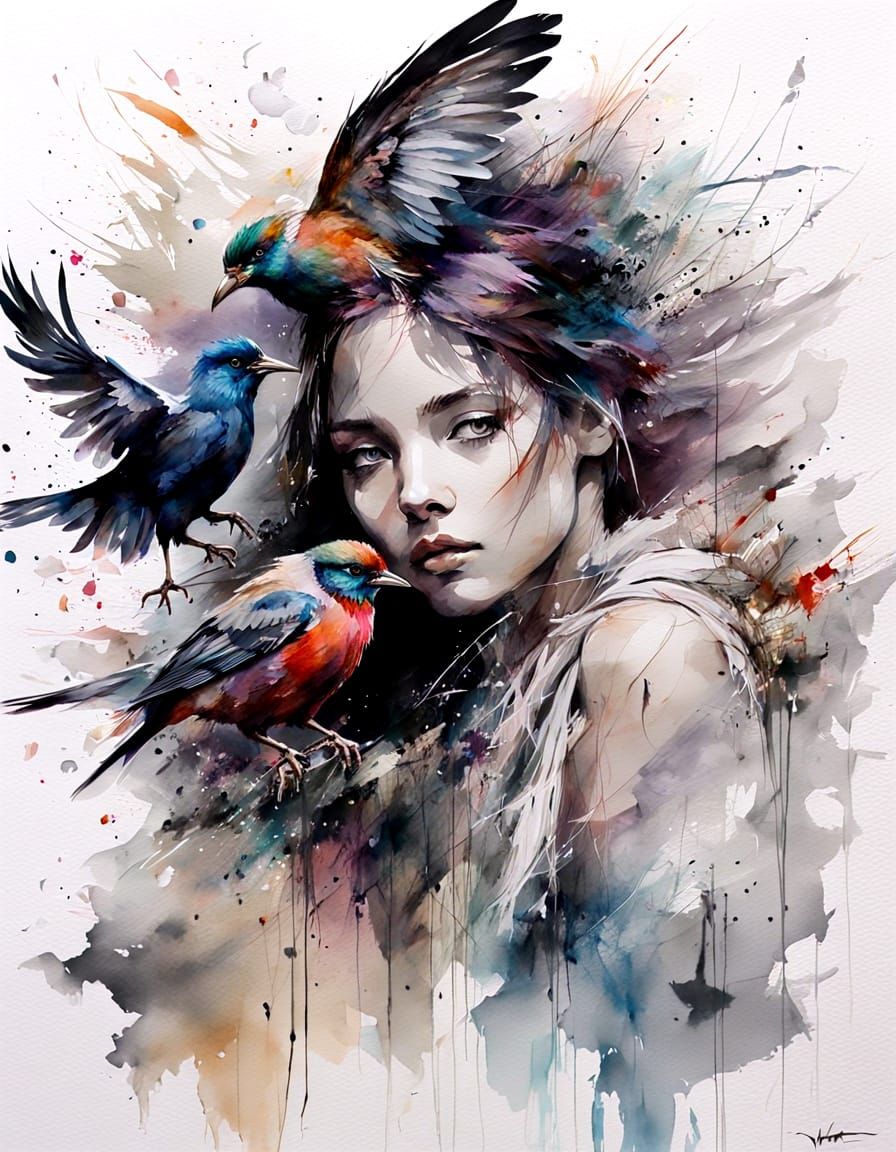 Birds in Flight: Expressive Watercolor Art