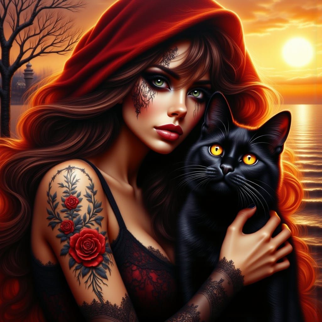 Mysterious Dark Fantasy Portrait in Oil Paint and Airbrush