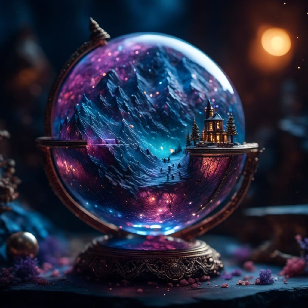 Earth Inside Glass Globe: Detailed Fantasy Art