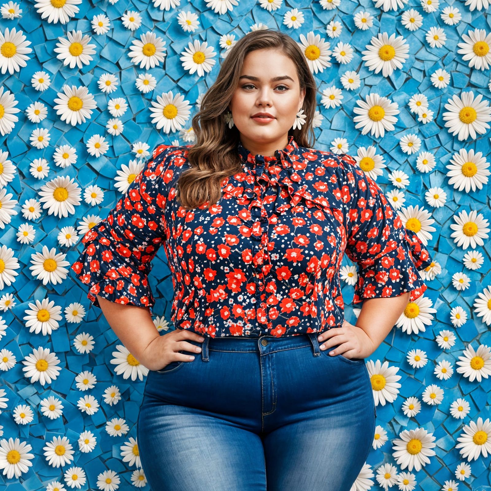 Plus-Sized Beauty in Vibrant Floral Style
