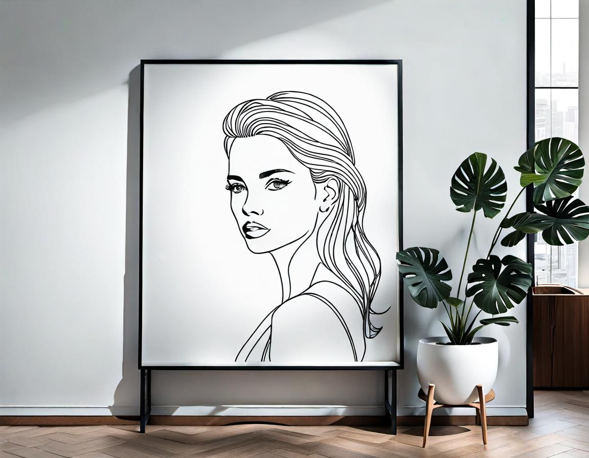 Adriana Lima: Minimalist Cafe Portrait in Line Art