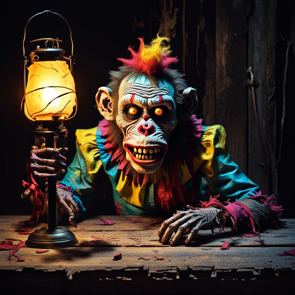 Surreal Pop Art Zombie Monkey Clown Lantern