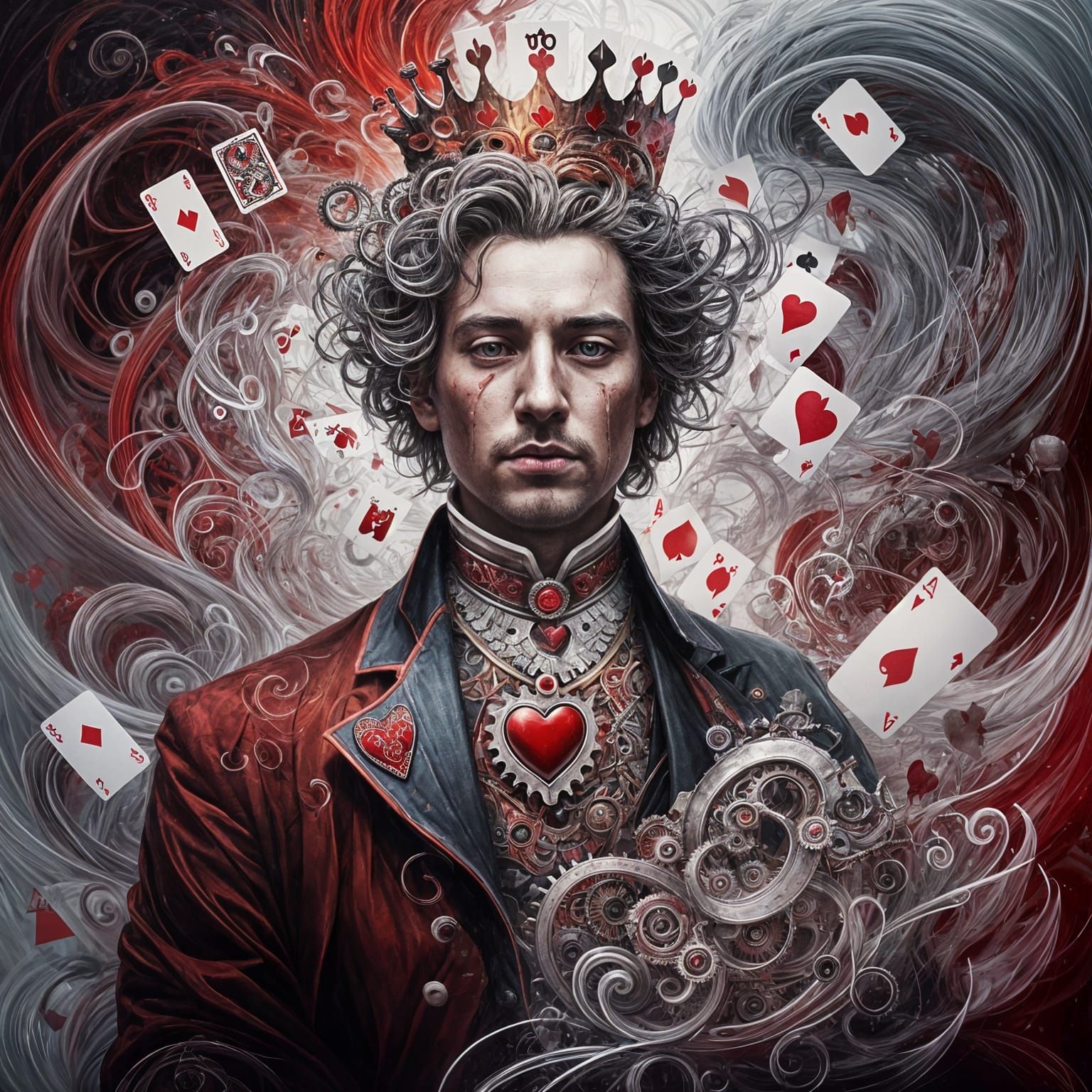 King of Hearts in Surreal Dreamscape