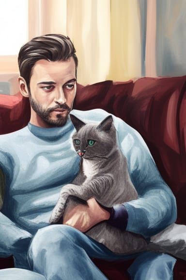 A man and his cat