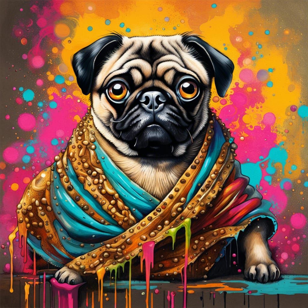 Pug Belly Dancer in Graffiti Street Art