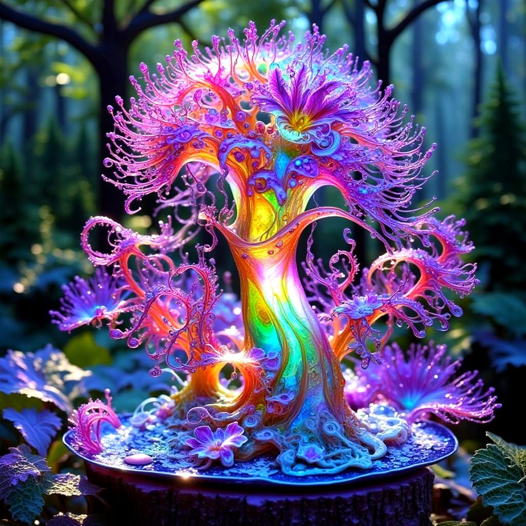 Cosmic Jelly Cake Masterpiece in Magical Forest