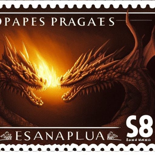 Dragon Stamp on Burning Envelope, Dark Fantasy Art