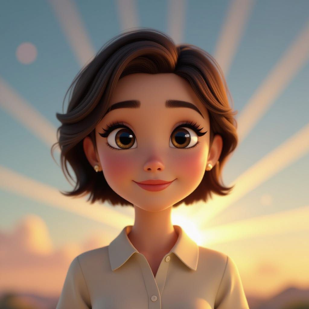 Softly Lit 3D Character with Vibrant Gradient Background