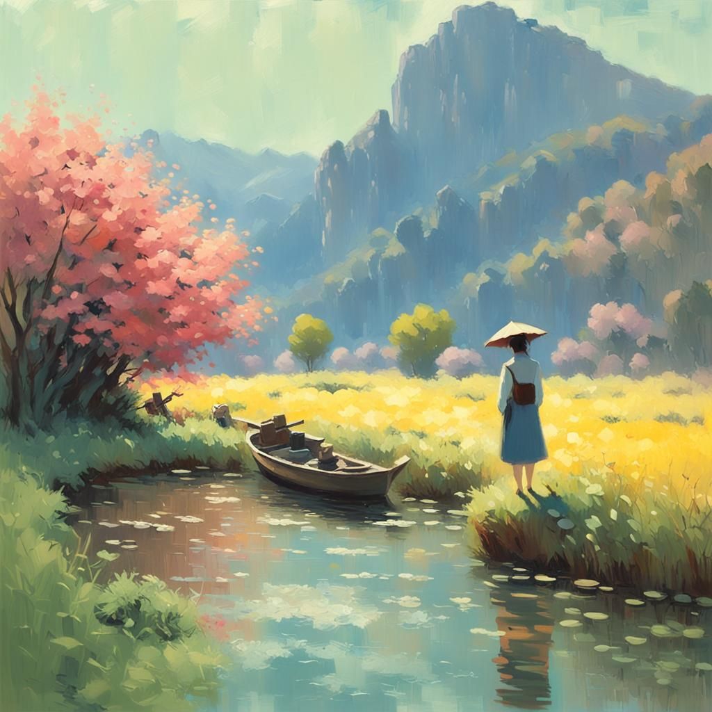 Impressionist Landscape with Broken Color Technique