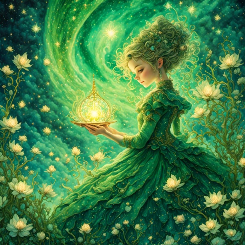 St. Patrick's Day Girl with Lamp