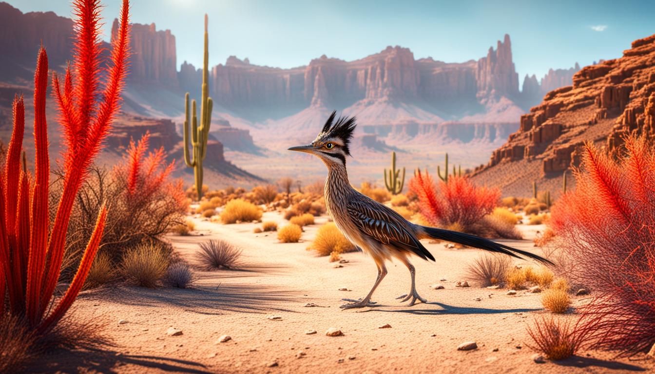 Roadrunner in Vivid Arizona Desert Landscape