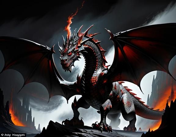 Majestic Dragon in Dynamic Fantasy Art Style