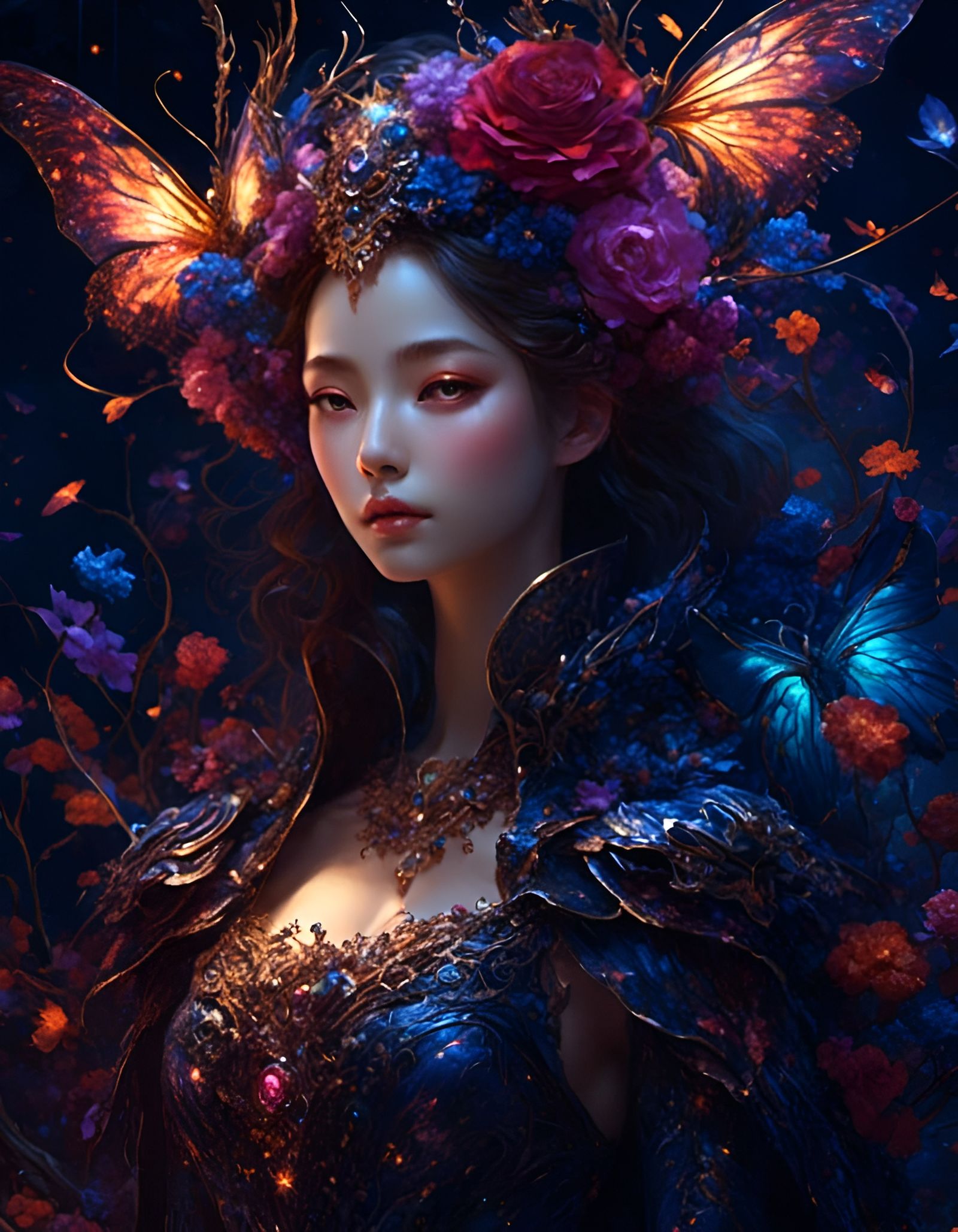 Glittery Night Flowers in a Macabre Style