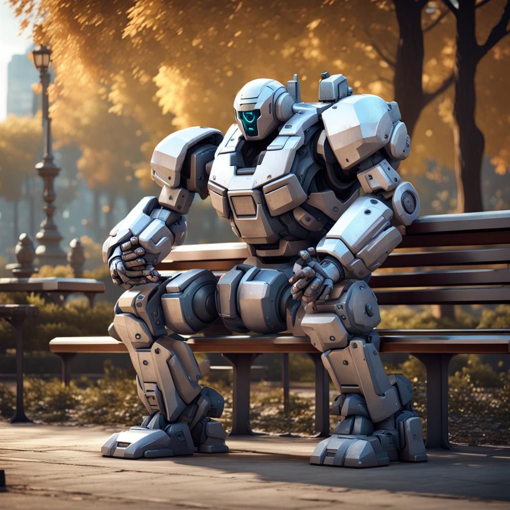 Battle Mech Relaxing with Balloon: 3D Game Cinematic