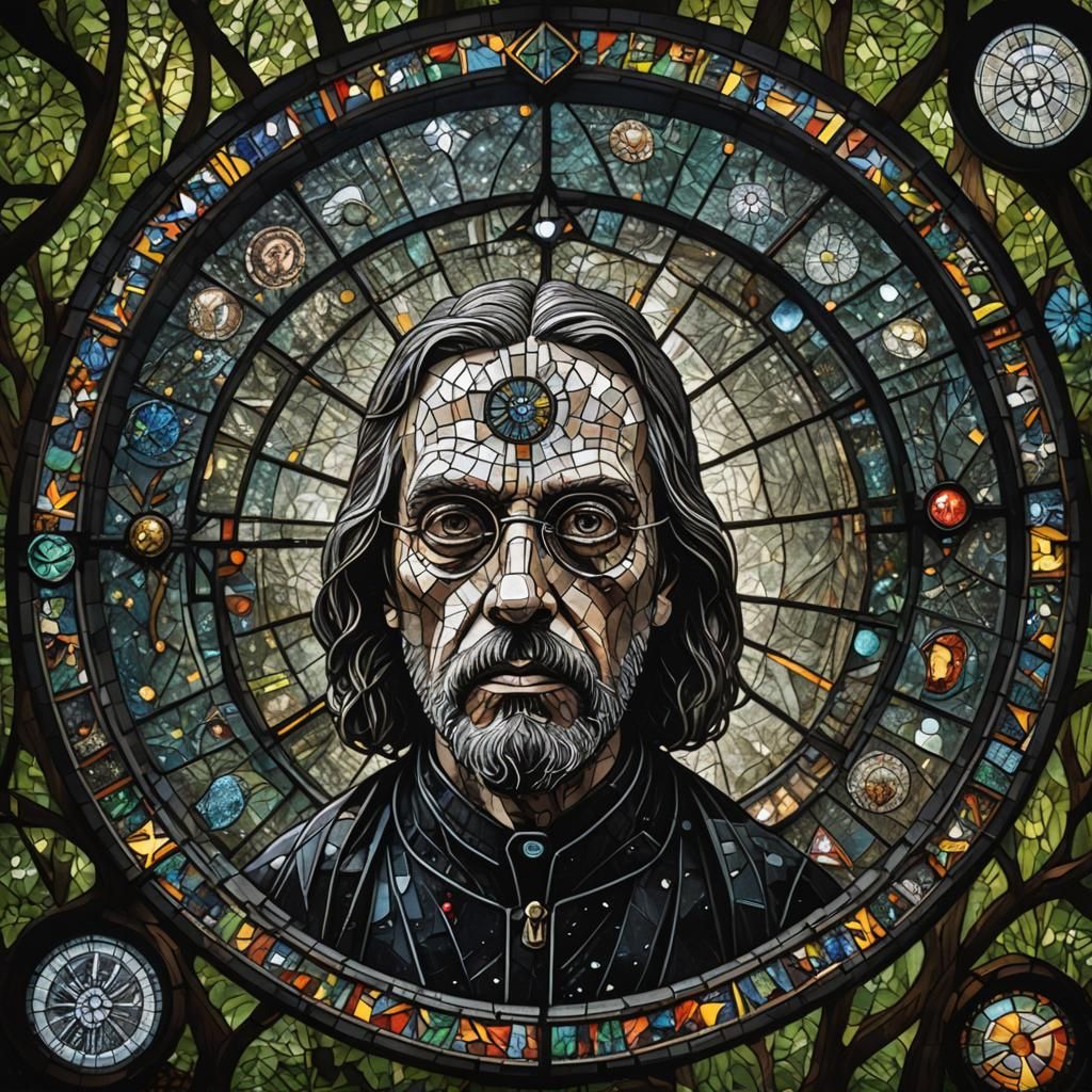 Darth Vader Stained Glass Pointillism Portrait