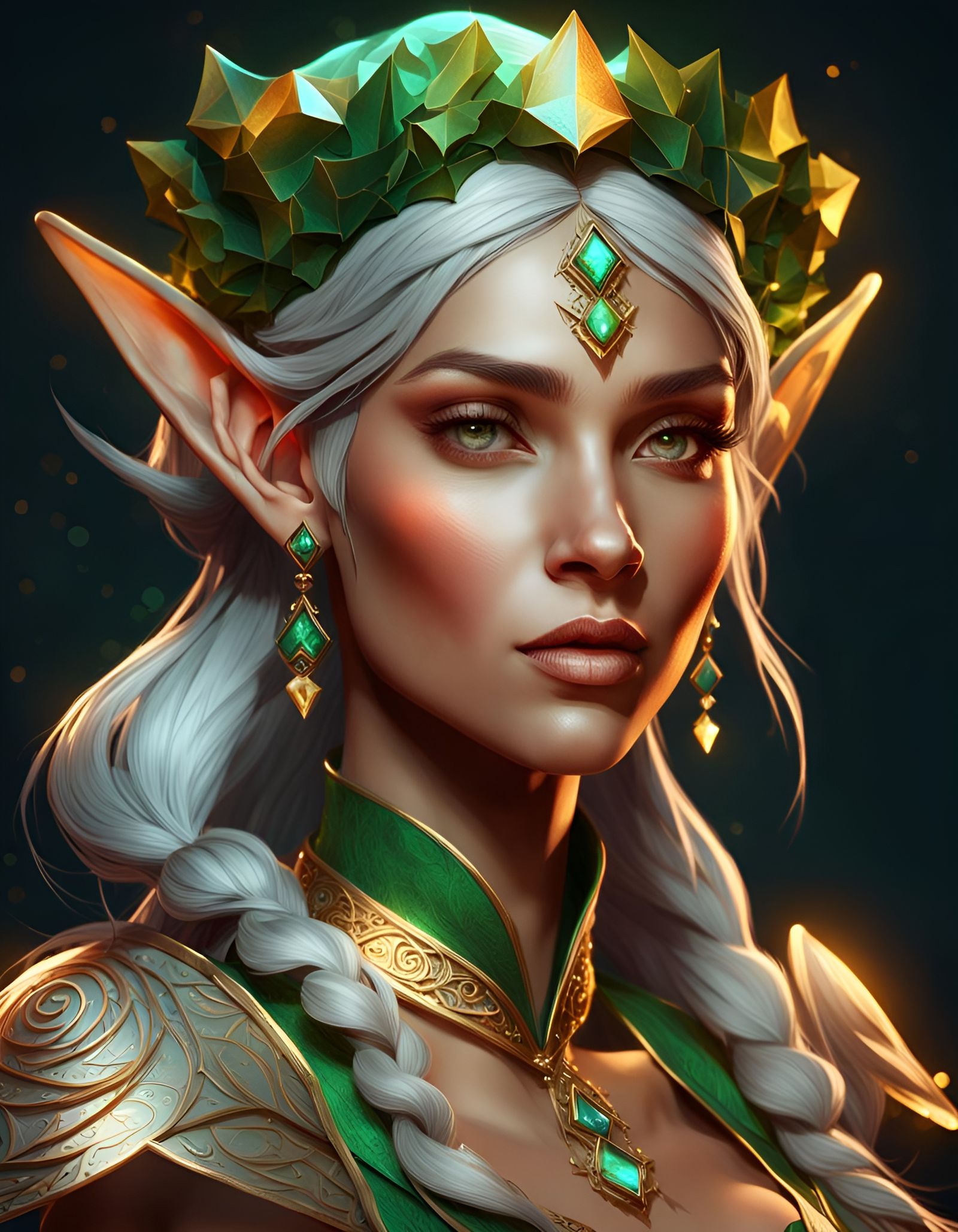 Christmas Elf Portrait in Art Nouveau Style