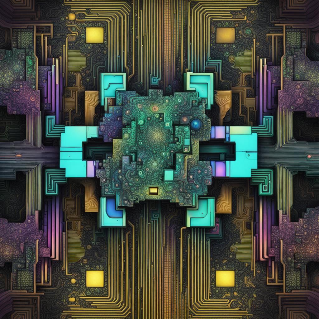 organic motherboard glitchcore Picasso fractal