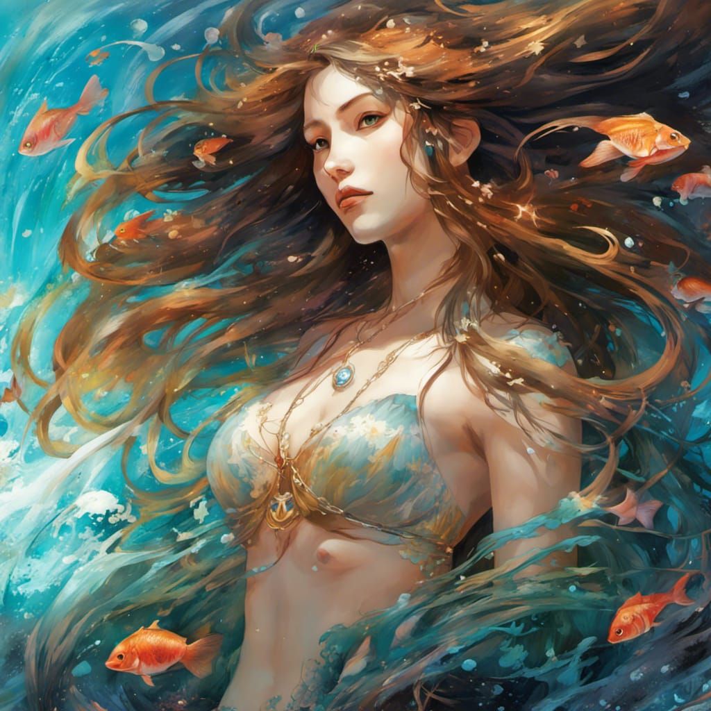 Underwater Male Mermaid in Volumetric Lighting