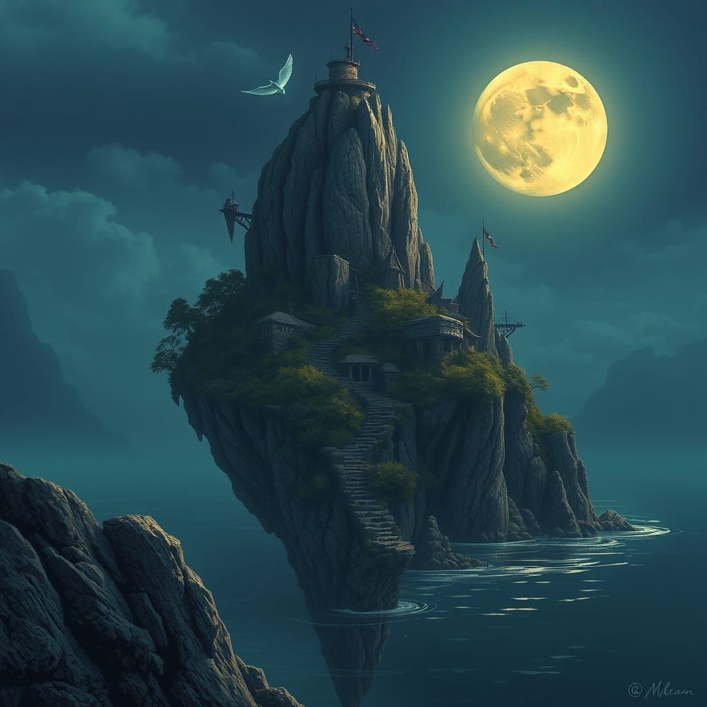 AI Vision of a Moon Island