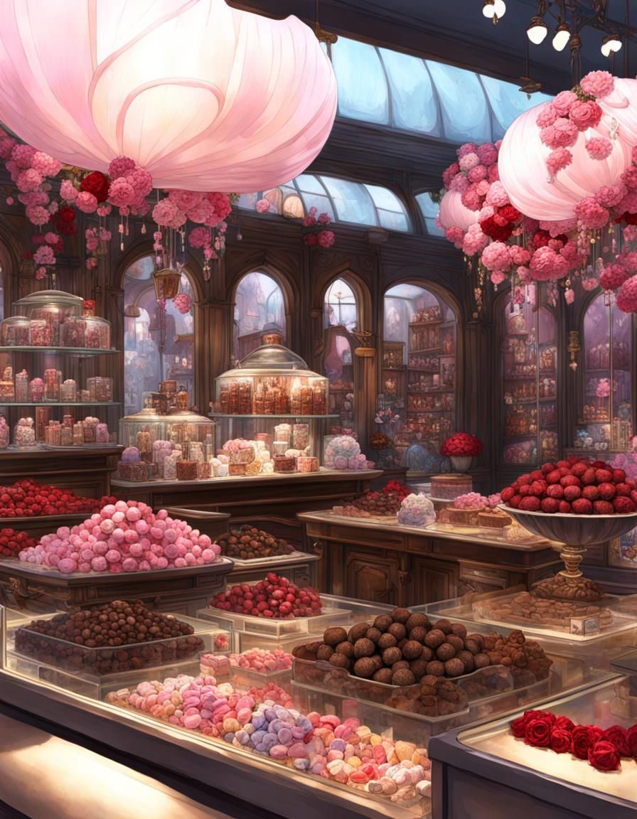 Intricate Candy Store Illustration in Fantasycore Style