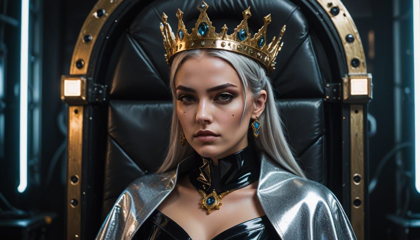 Cyberpunk Aristocratic Royalty in Shimmering Latex Regalia