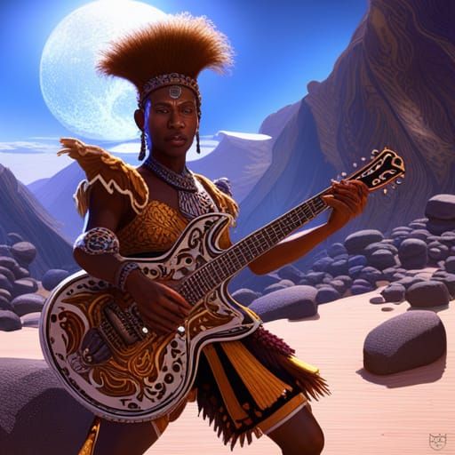 Chaka Zulu Guitar Art in Fantasy Style