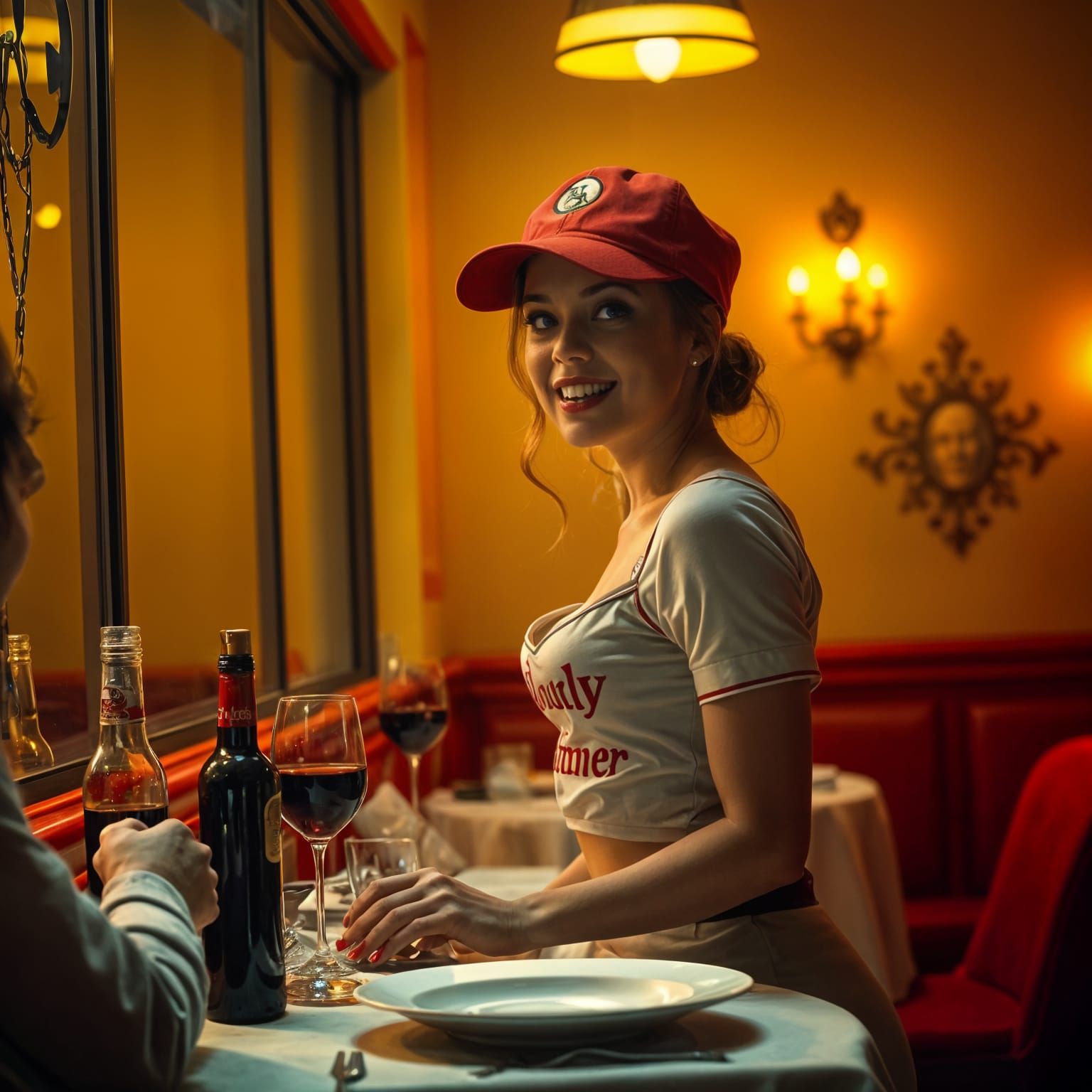 Vampire Waitress in a Bloody Dinner Setting