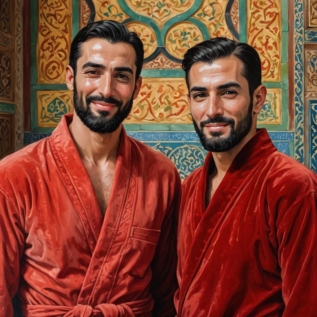 Elegant Mosque Portrait in Impressionistic Impasto Style