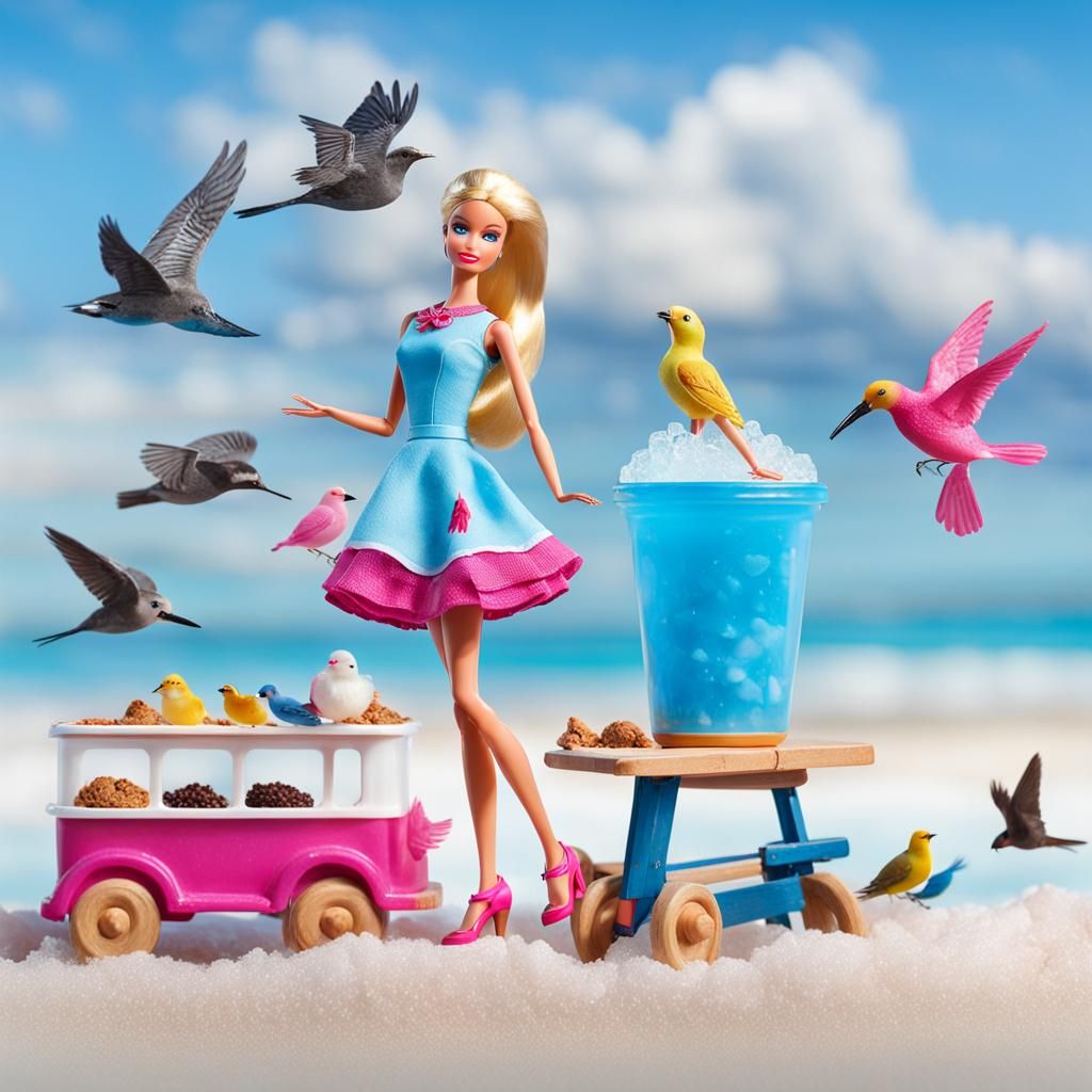 Barbie on the Beach Eating Ice Cream