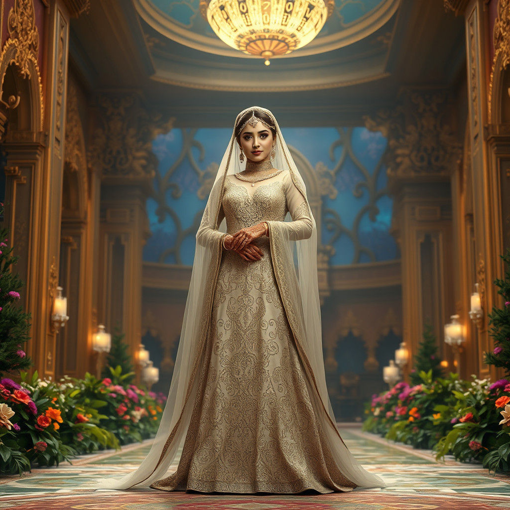 Muslim Bride in Ornate Palace, High-Fantasy Art