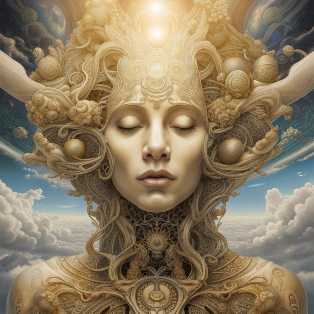 Androgynous Meditator: Galaxies in Eyes, Surrealism