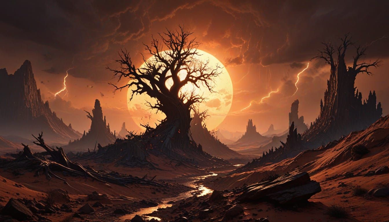 Crimson Exoplanet Unravels in Turbulent Badlands Storm