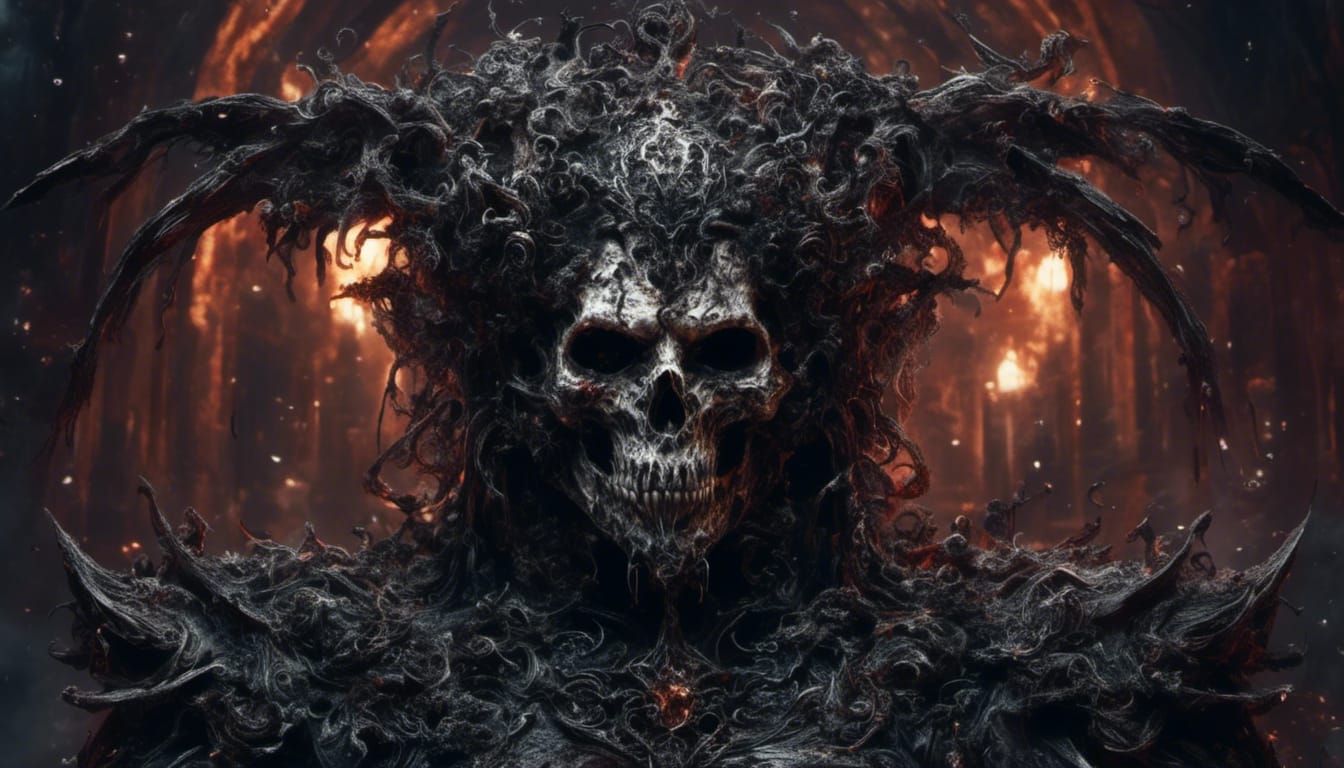 Gothic Man in Helmet with Glowing Runes