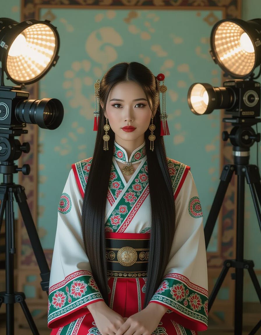 Steampunk Hmong Woman in a Vintage Photography Studio