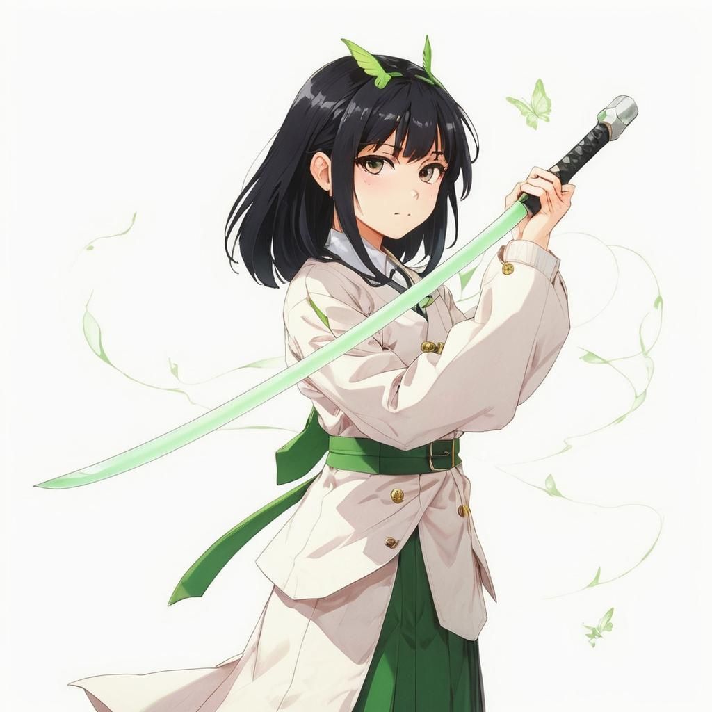 Confident Anime Girl in Demon Slayer Uniform