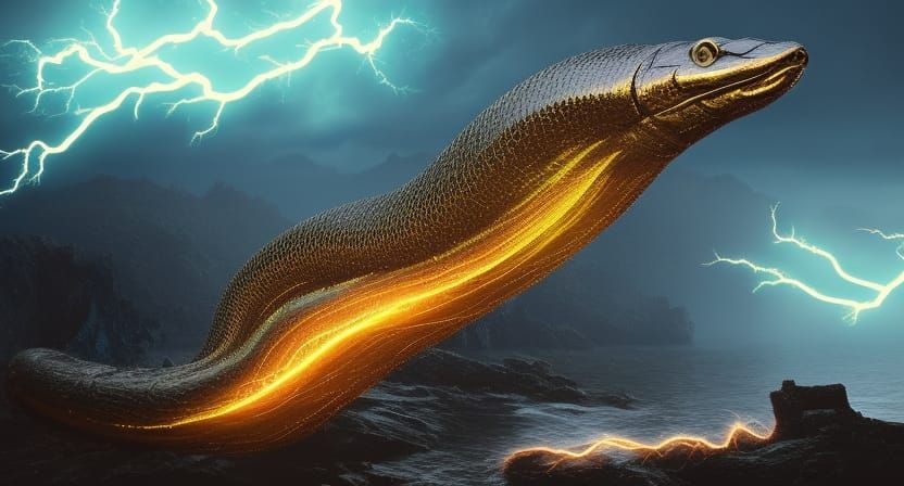 Electric Eel Struck by Lightning: Digital Matte Painting