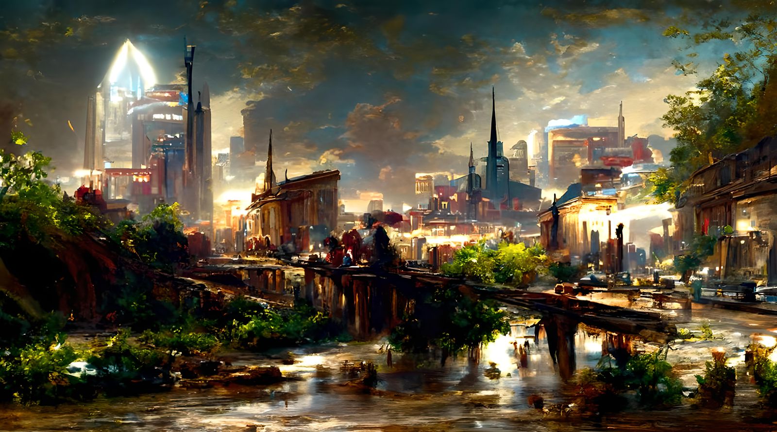 Detailed Urban Cityscape in 19th Century Style