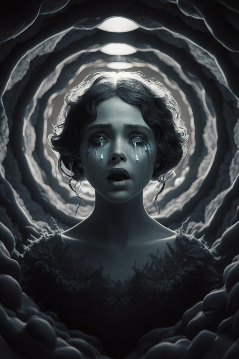 Monochromatic Self-Portrait in Mandelbulb Style