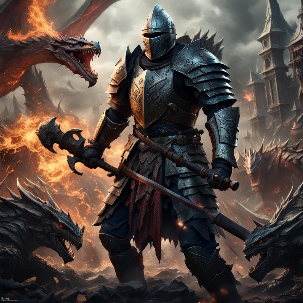 Knight vs Dragons: Detailed Matte Painting