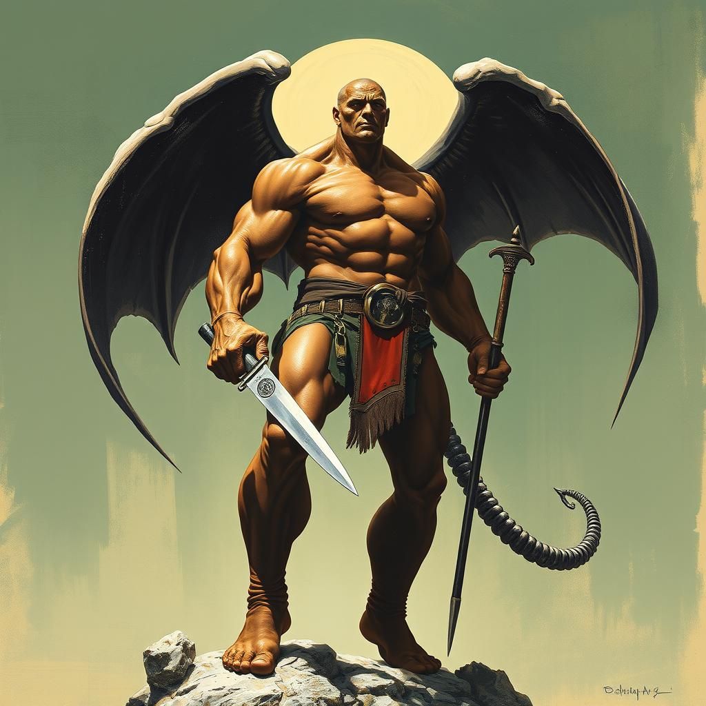 Frazetta-Style Warrior in a Fantasy Landscape